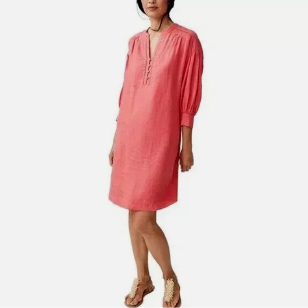 J.McLaughlin Nylee Linen Mini Dress in Coral/Rose/Pink